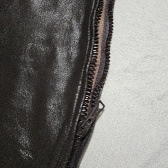 Leather pants. Brown Women's size 28 button waist zipper down the leg - Picture 7 of 7